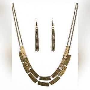 Fashion Jewelry Hammered Brass Necklace Set